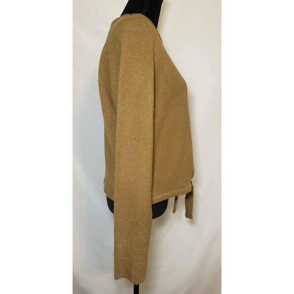 Show Me Your Mumu Shelby Camel Cozy Knit Sweater Front Tie Crop LARGE *PILLING* - Picture 4 of 12